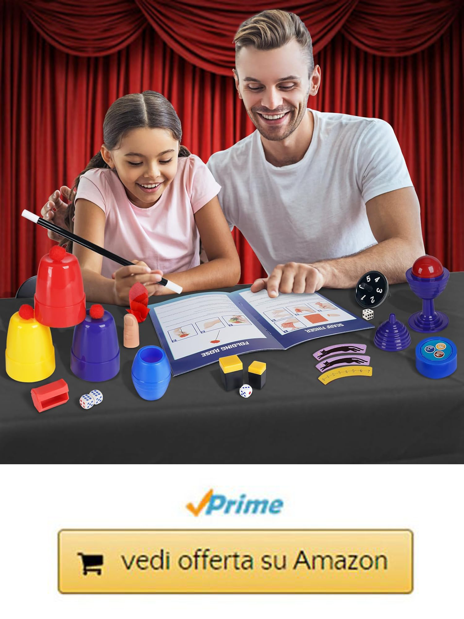 Giochi di Magia per Bambini Giochi Bambini con Bastone Magico & Cappello Magico & Istruzioni